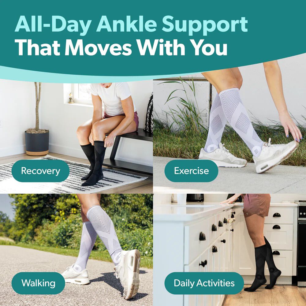 Closed Tall Knee High Compression Socks, GRAY, alternate image number 4