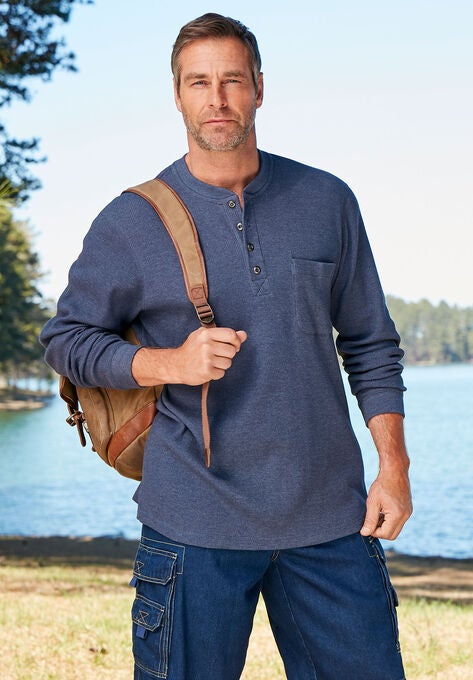 Thermal Pocket Longer-Length Henley by Boulder Creek®, , alternate image number null