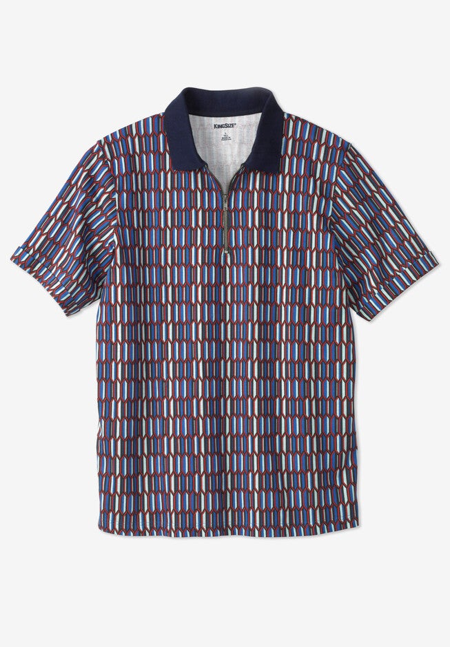 Shrink-Less™ quarter-zip piqué polo, NAVY GEO, hi-res image number null