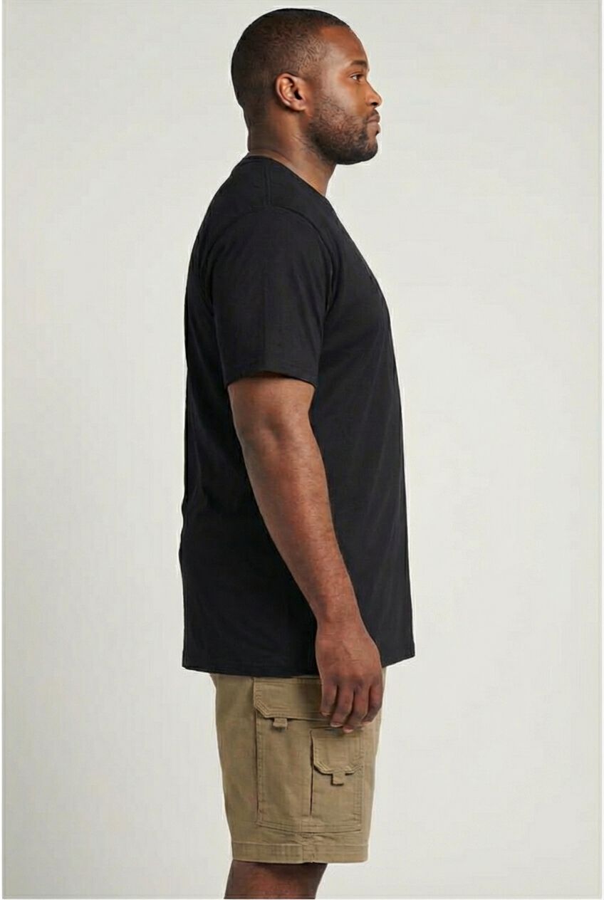 Shrink-Less&trade; Lightweight Longer-Length Crewneck T-Shirt, BLACK, alternate image number 2