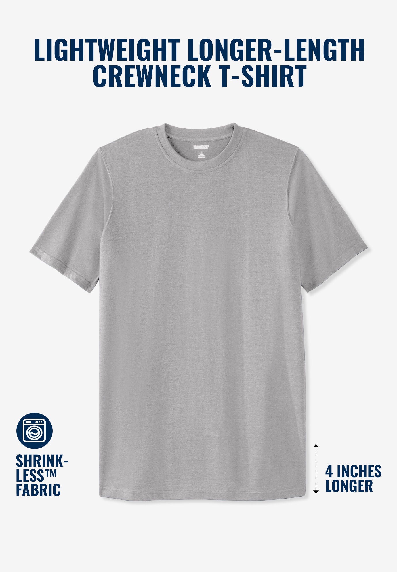 Shrink-Less&trade; Lightweight Longer-Length Crewneck T-Shirt, BLACK, on-hover image number 1