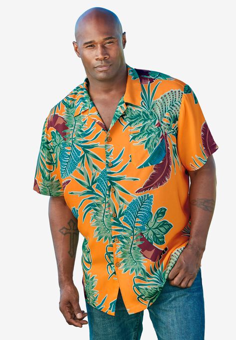 KS Island Printed Rayon Short-Sleeve Shirt, PARADISE FLORAL, hi-res image number null