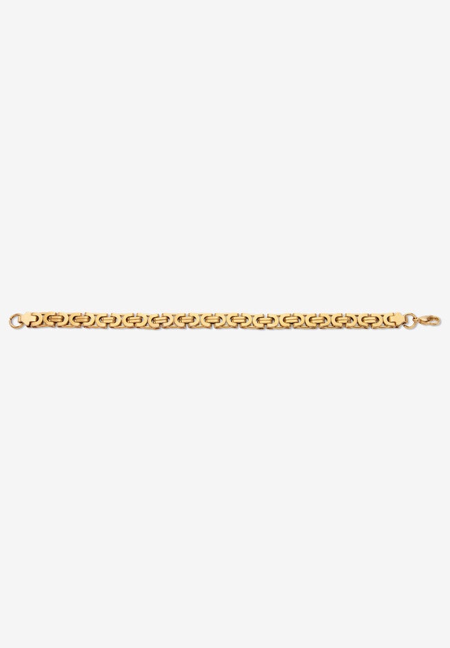 Men's Yellow Gold Ion Plated Stainless Steel Byzantine Link Bracelet 9 Inches, , alternate image number null