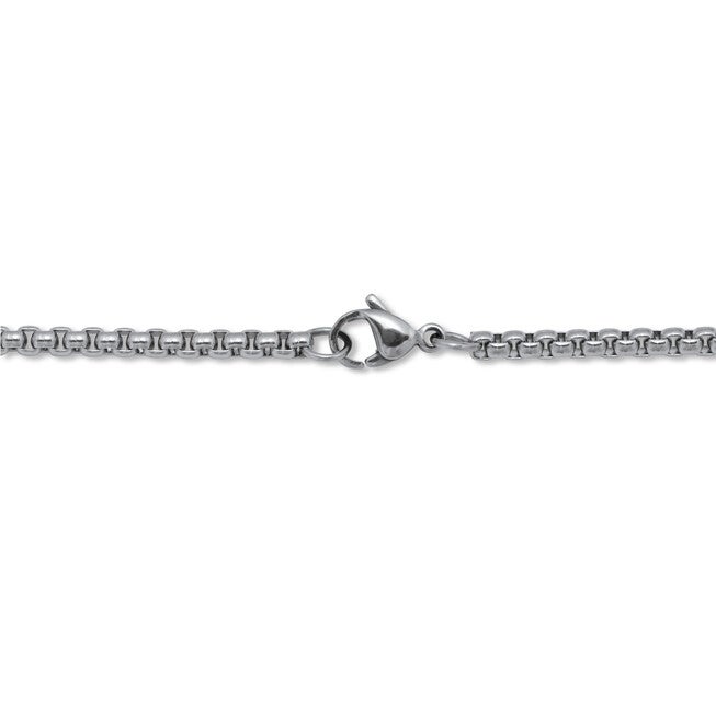 Men's Stainless Steel Box Link Chain Necklace 24-inch length, SILVER, on-hover image number 1