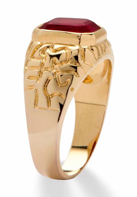 Yellow Gold Plated Simulated Red Ruby Nugget Style Ring, , on-hover image number null