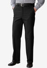 Relaxed Fit Wrinkle-Free Full Elastic Plain Front Pants, BLACK, hi-res image number 0