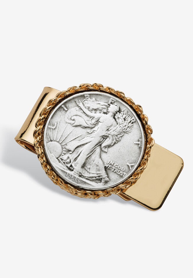 Men'S Commemorative Genuine Half Dollar Money Clip In Yellow Goldtone, 1935, hi-res image number 0