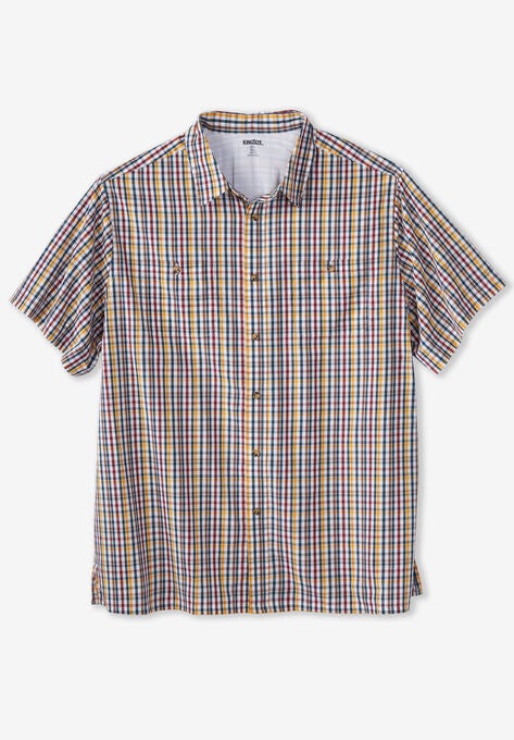 Short Sleeve Printed Sport Shirt, GOLD CHECK, hi-res image number null