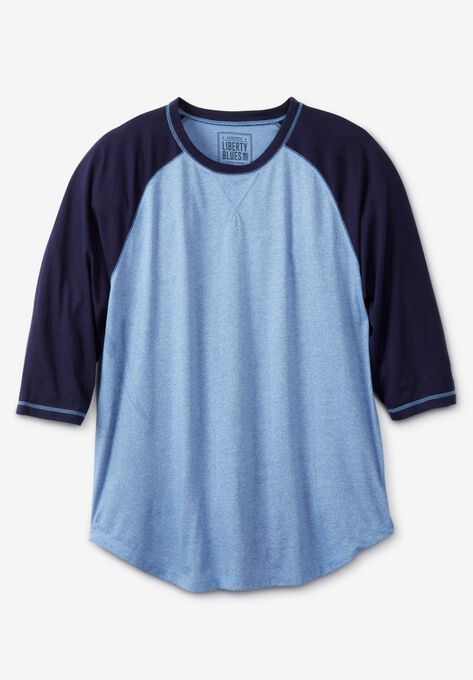 Crewneck Raglan Tee by Liberty Blues®, HEATHER BLUE, hi-res image number null