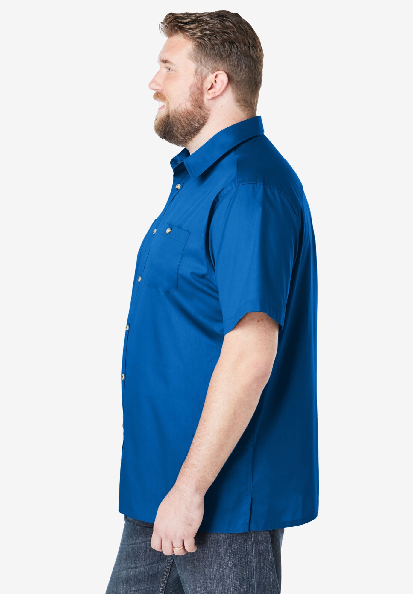 Solid Wrinkle-Resistant Short Sleeve Button Down, ROYAL BLUE, alternate image number 3