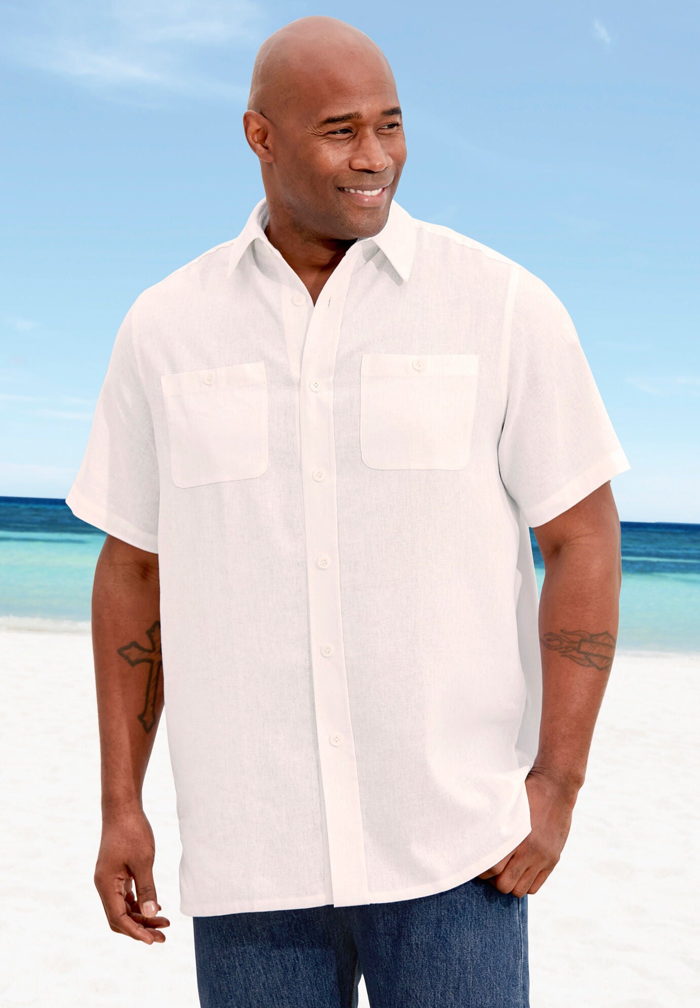 Short-Sleeve Linen Shirt, , alternate image number 5