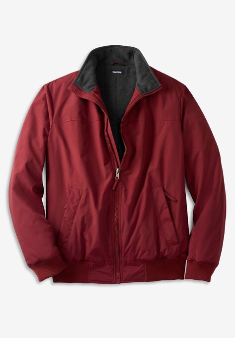 Fleece-Lined Bomber Jacket, RICH BURGUNDY, hi-res image number null