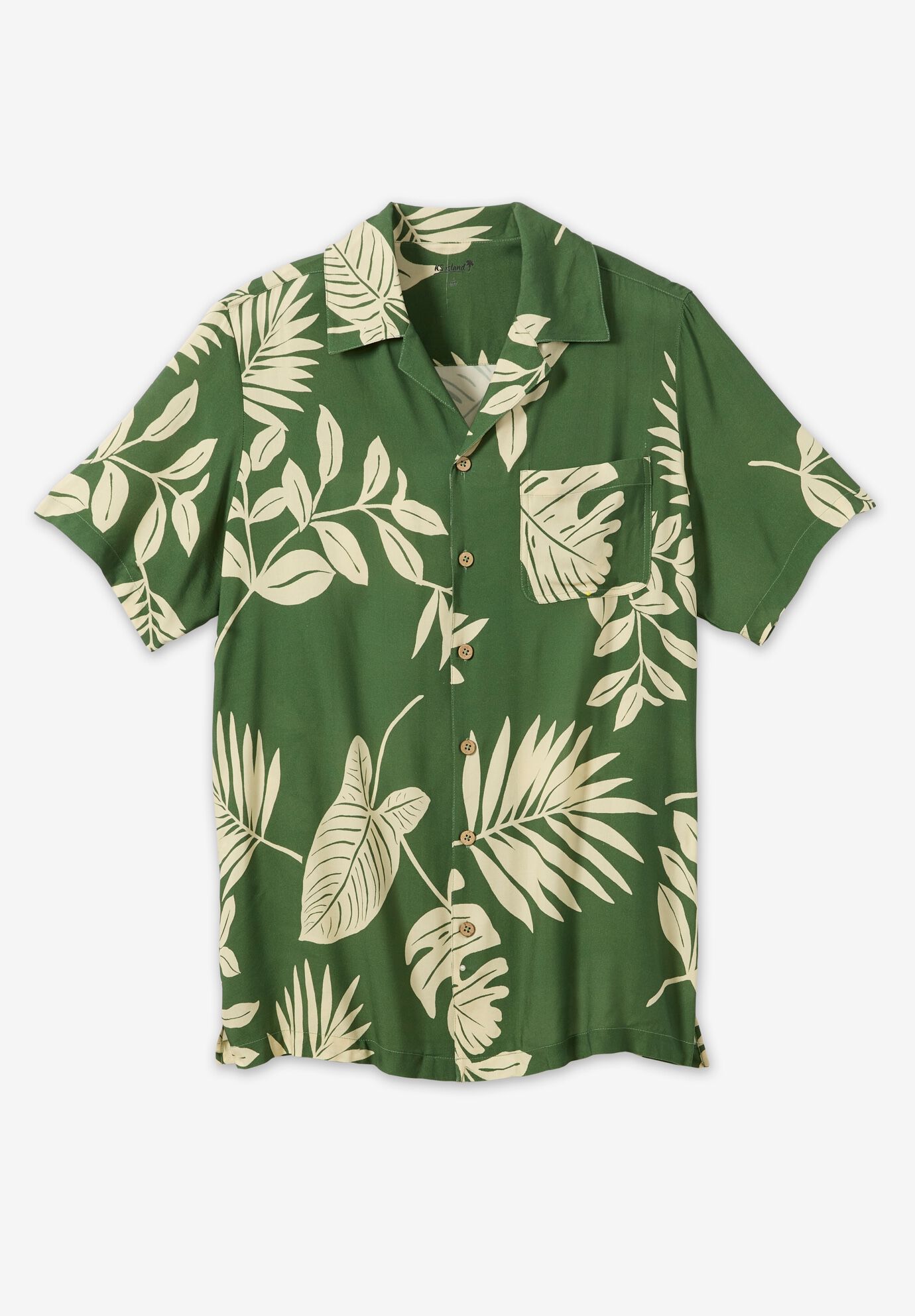 Printed Camp Shirt, GREEN LEAF, alternate image number 5