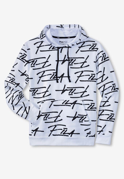 FILA® ALLOVER PRINT LOGO SWEATSHIRT, WHITE BLACK, hi-res image number null