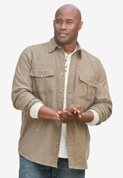 Solid Double-Brushed Flannel Shirt, , alternate image number null