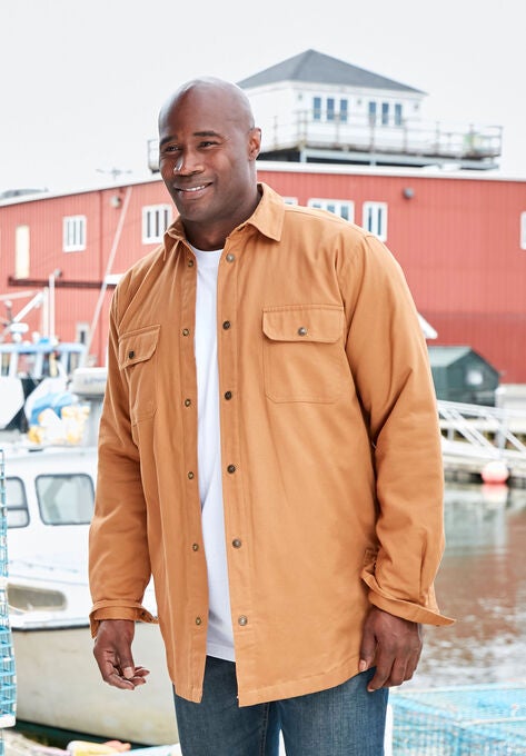 Flannel-Lined Twill Shirt Jacket by Boulder Creek®, , alternate image number null