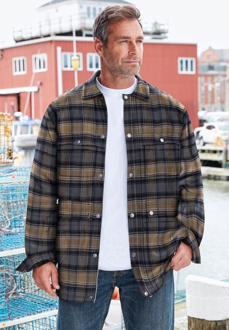 Flannel Full Zip Snap Closure Renegade Shirt Jacket by Boulder Creek, , alternate image number null