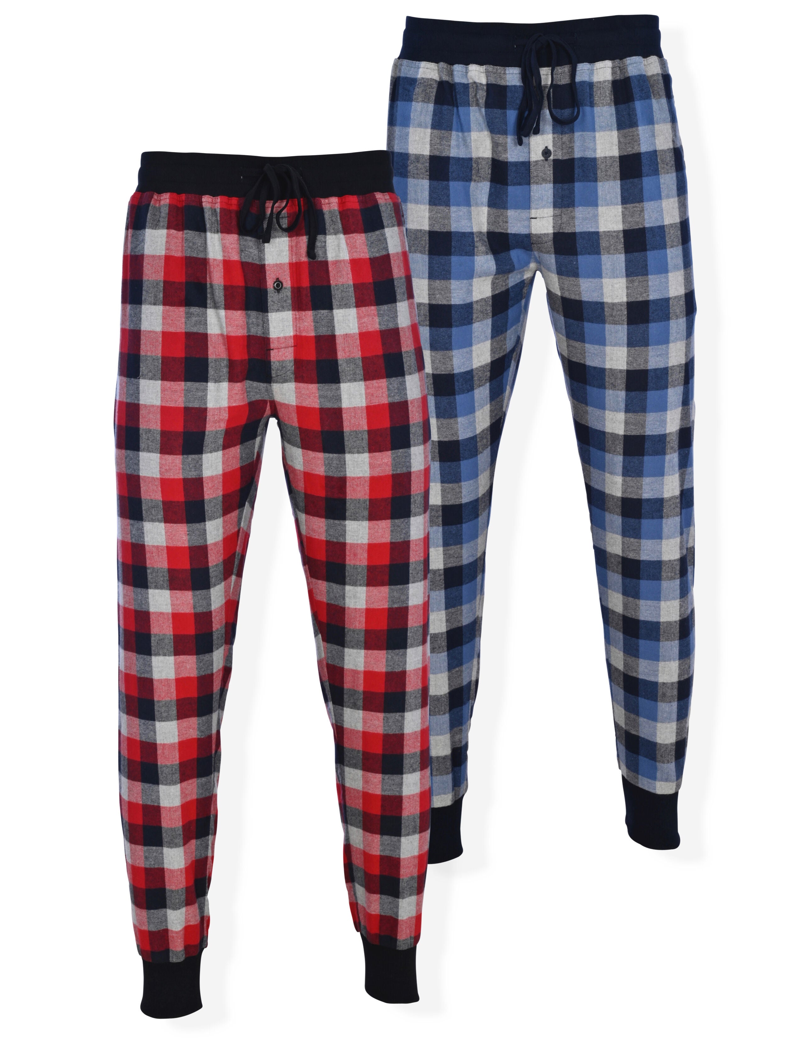 Mens Hanes 2Pk Flannel Sleep Jogger Men'S Sleepwear, BLUE RED, hi-res image number 0