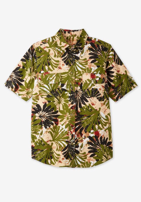 Boulder Creek® Short Sleeve Denim & Twill Shirt, CAMO FLORAL, hi-res image number null