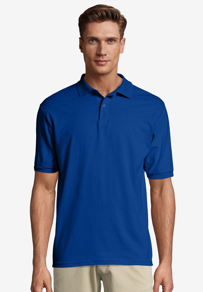 Hanes® Cotton-Blend EcoSmart® Jersey Polo, DEEP ROYAL, hi-res image number 0
