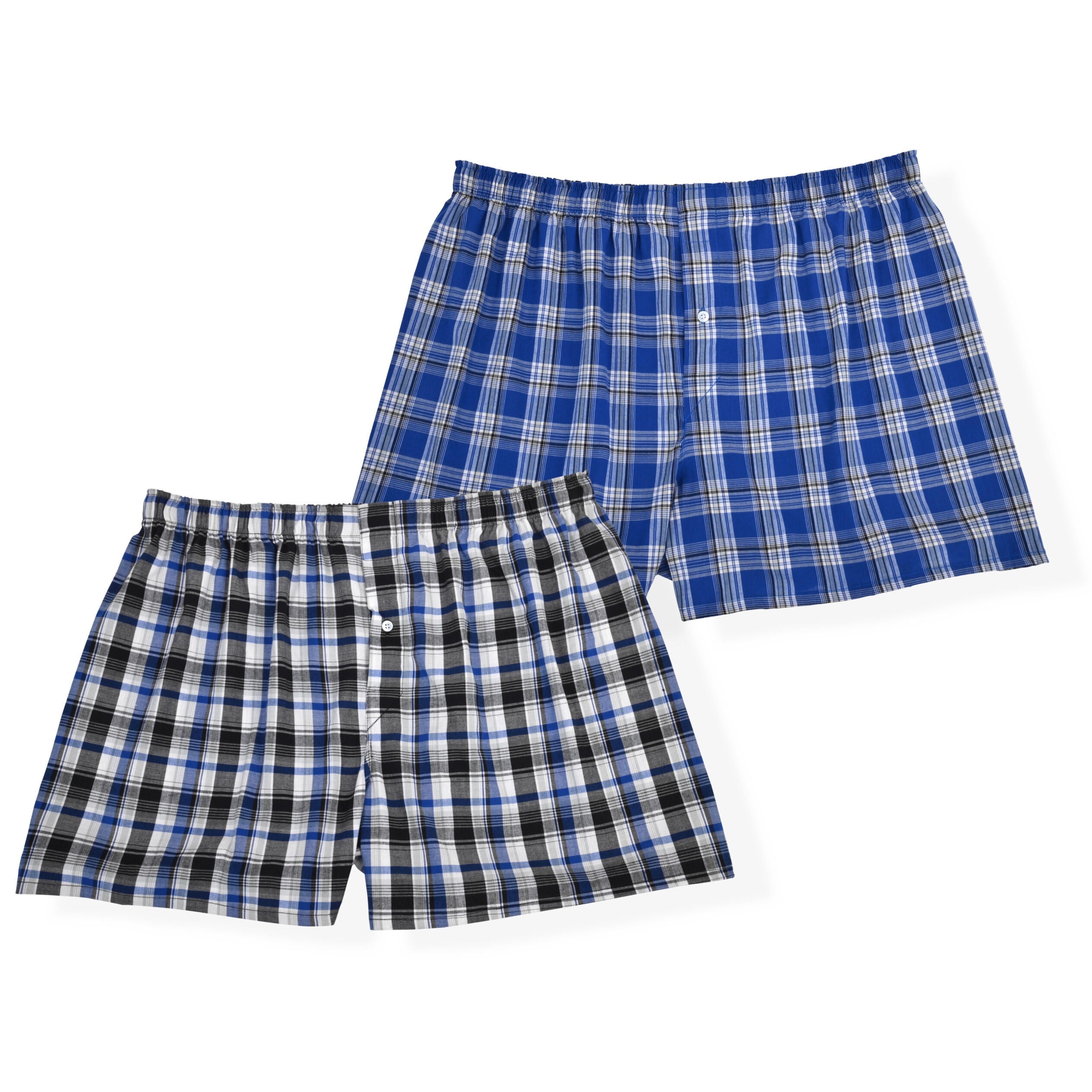 Men&#39;s 2-Pack Stretch Woven Boxer, BLACK BLUE PLAID, hi-res image number 0