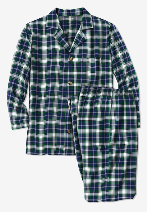 Plaid Flannel Pajama Set, HUNTER BLUE PLAID, hi-res image number null