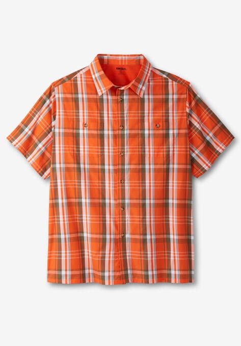 Short-Sleeve Plaid Sport Shirt, DARK ORANGE PLAID, hi-res image number null