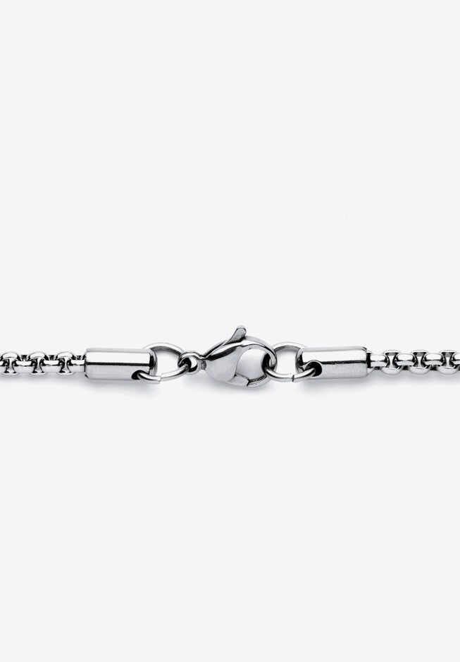 Men'S Stainless Steel Gothic Wrapped Double Cross Pendant (33Mm) Round Crystal With 24 Inch Chain, , on-hover image number 1