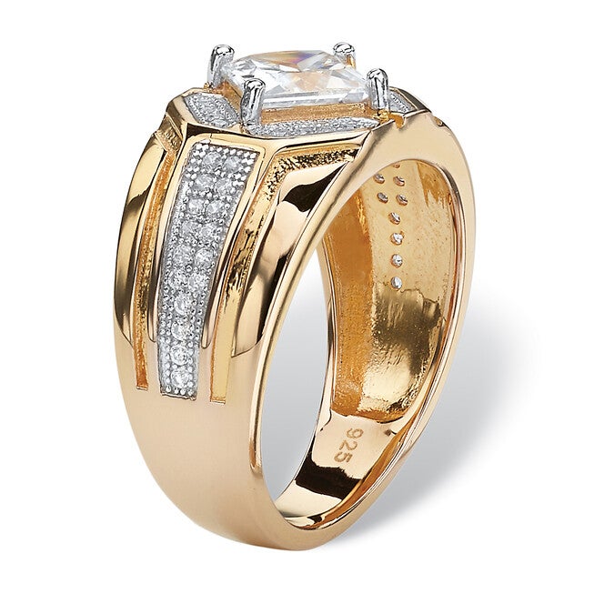 Men's 1.44 TCW Cubic Zirconia Octagon Ring in 14k Gold-plated Sterling Silver, WHITE, on-hover image number 1