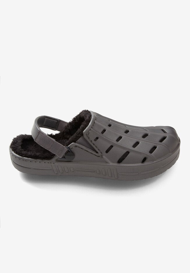 Fur-Lined Rubber Clogs, CARBON, hi-res image number null