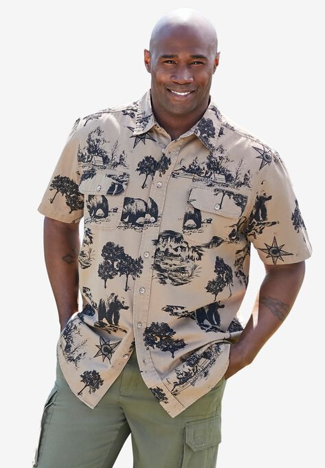 Boulder Creek® Short Sleeve Denim & Twill Shirt, , alternate image number null