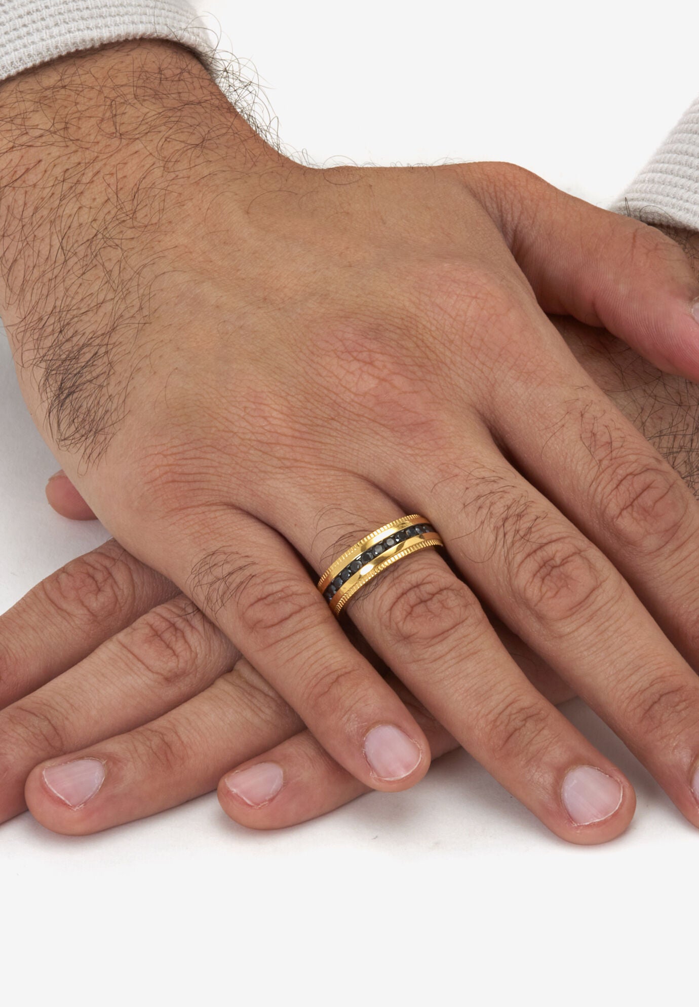 .92 Tcw Men'S Black Cubic Zirconia Gold Ion-Plated Stainless Steel Eternity Ring, , alternate image number 2