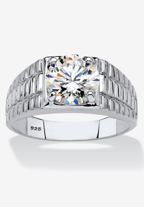 Platinum-Plated Cubic Zirconia Watchband Ring, PLATINUM, hi-res image number null