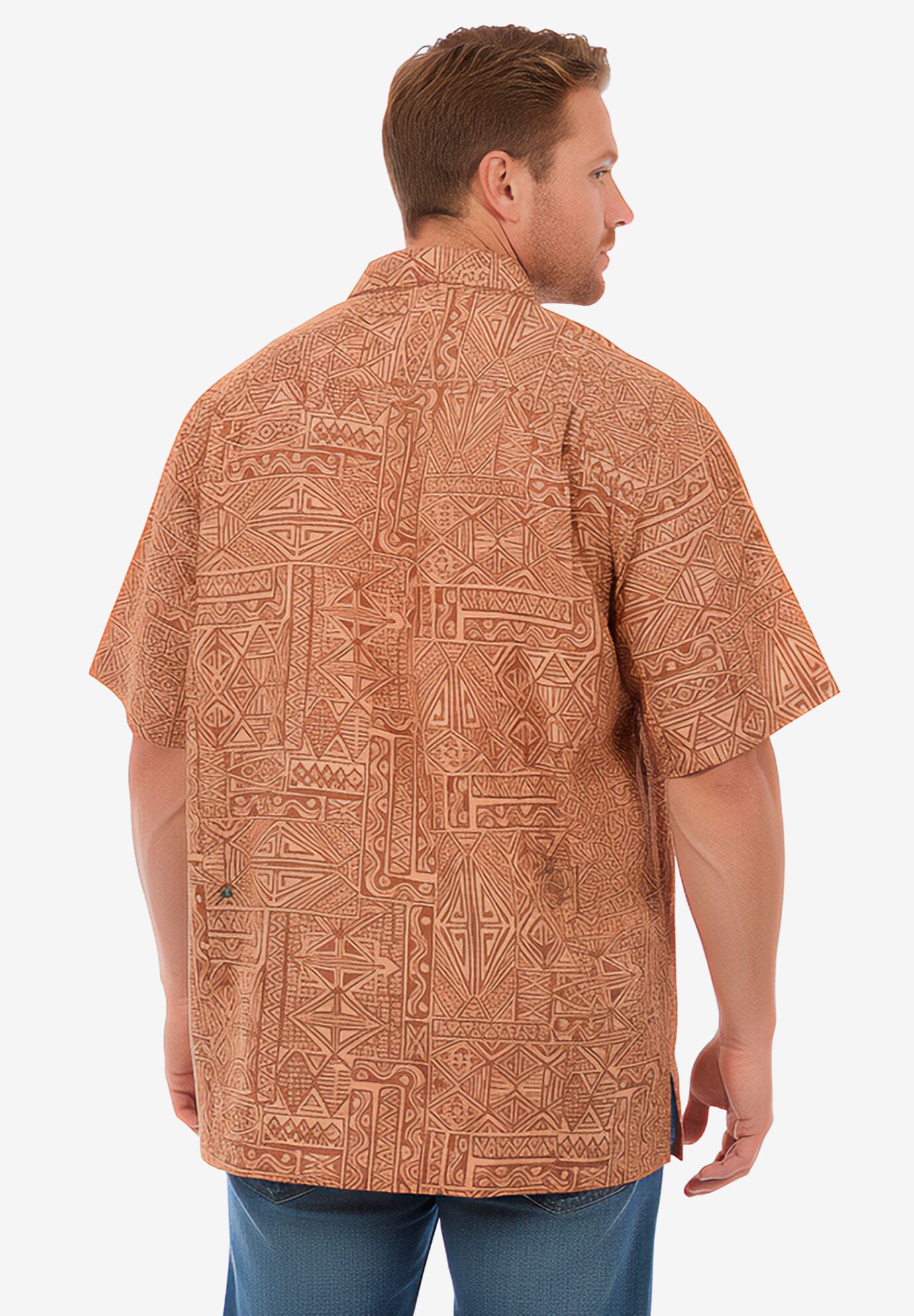 Easy Care Woven Sport Shirt, ORANGE BATIK, alternate image number 3