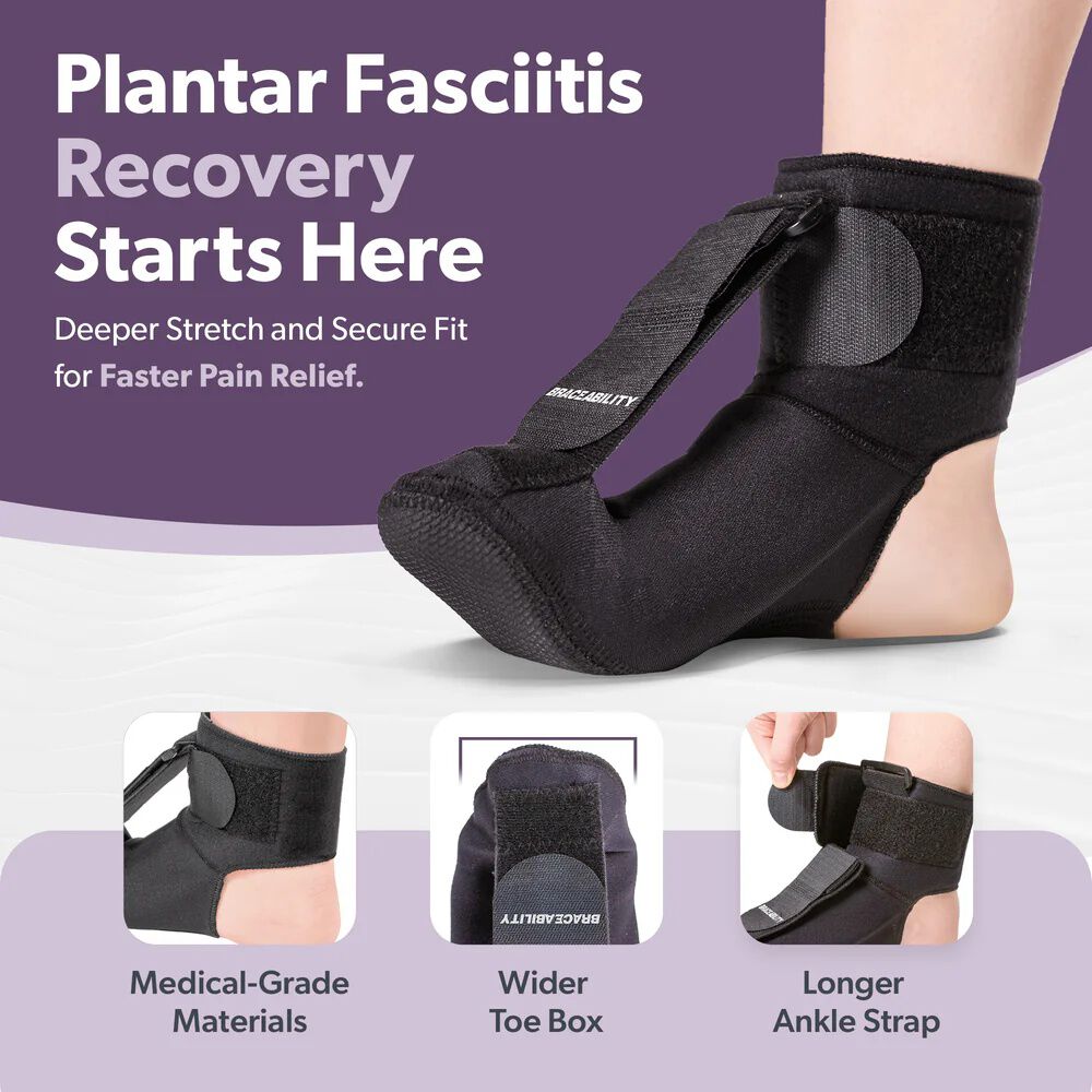 Plantar Fasciitis Night Sock Splint, BLACK, alternate image number 2