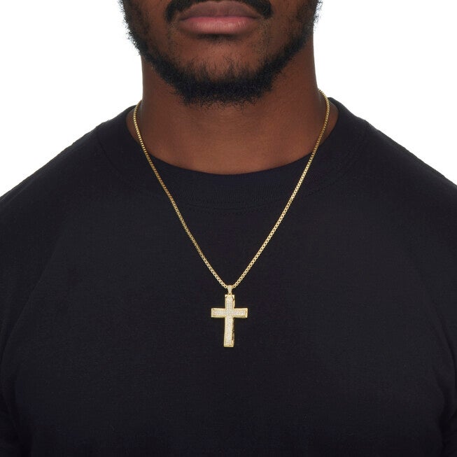 .65 Cttw.Gold-Plated Round Cubic Zirconia Cross Pendant Necklace 20 inches, WHITE, alternate image number 3