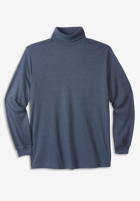 Turtleneck Long-Sleeve Tee, HEATHER SLATE BLUE, hi-res image number null