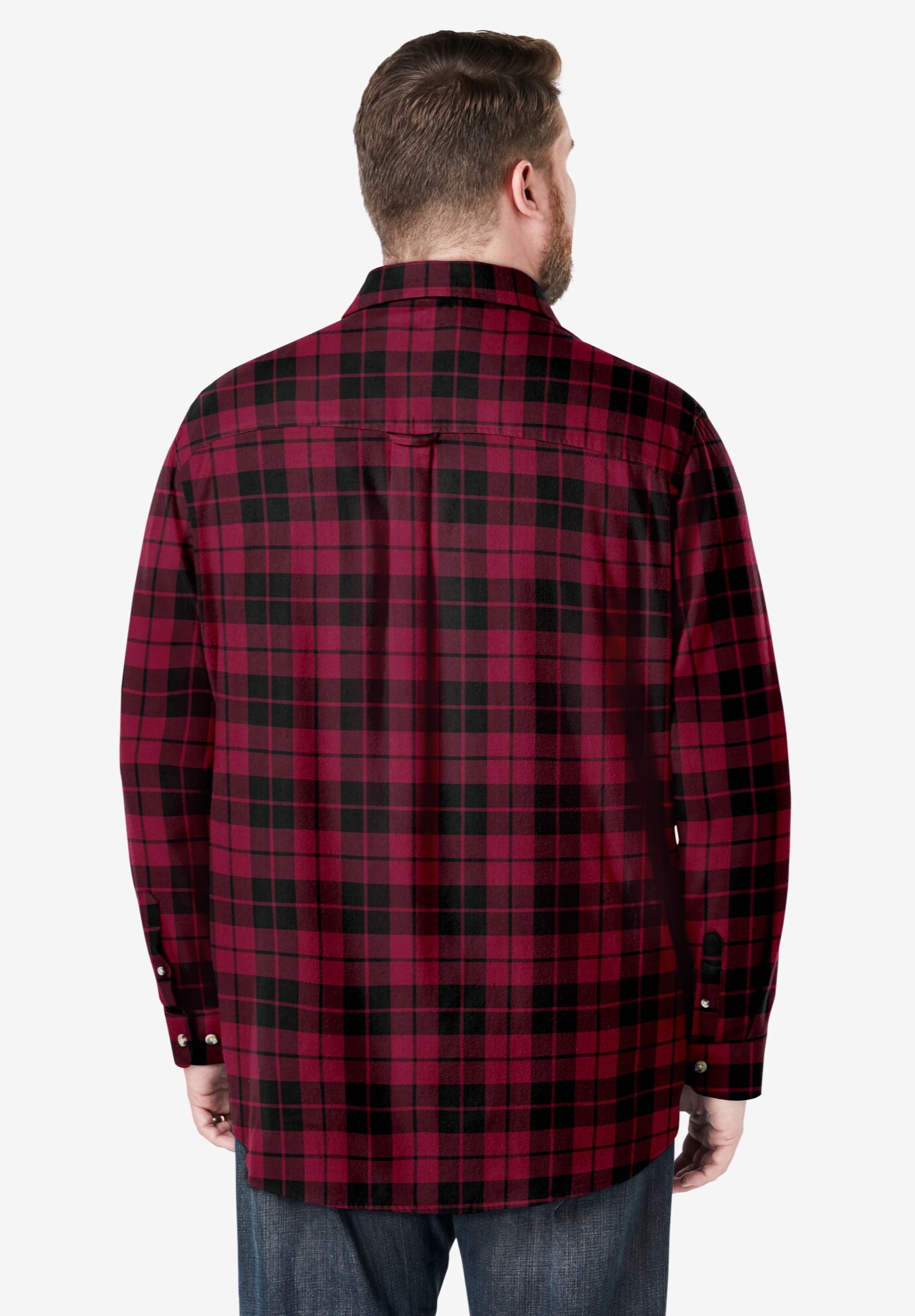 Signature Plaid Flannel Shirt, RICH BURGUNDY PLAID, alternate image number 3