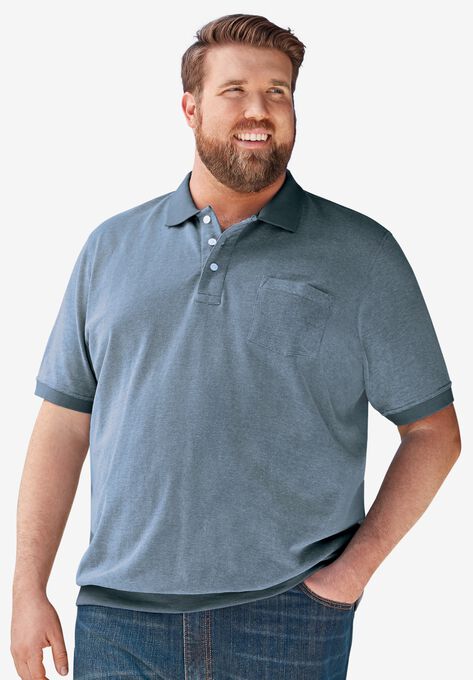 Banded Bottom Pocket Piqué Polo Shirt, , alternate image number null