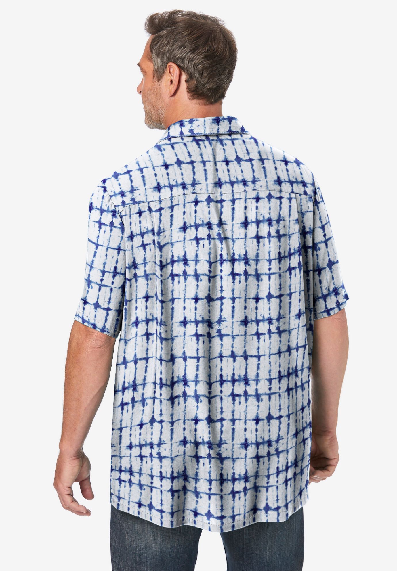 Printed Camp Shirt, BLUE STRIPE TIE DYE, alternate image number 2