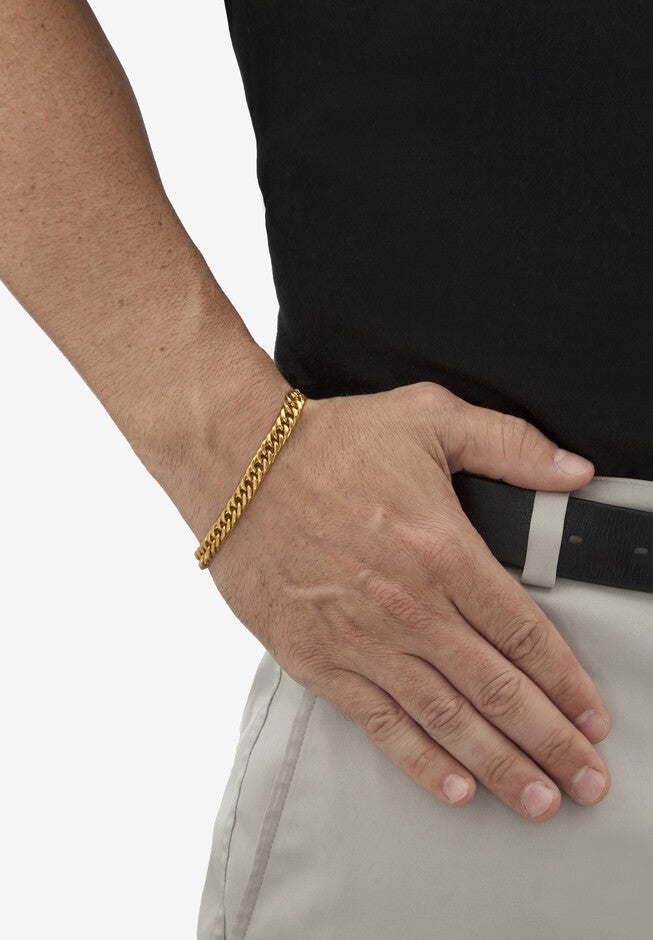 Men'S 2 Piece Curb-Link Gold Ion-Plated Stainless Steel Set (8Mm) 24 inches & 9 inches Lengths, , alternate image number 3