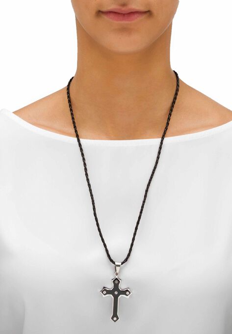 Cross Pendant Cord Necklace , , alternate image number null