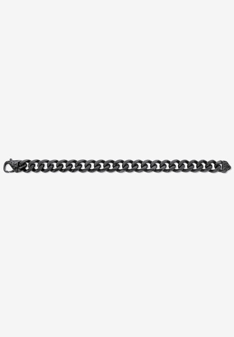 Men'S Black Ion Plated Stainless Steel Curb Link Bracelet (14Mm), 10 Inches, , alternate image number null