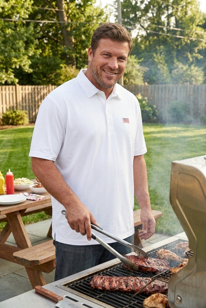 Big and Tall Americana Polo from KingSize, WHITE, hi-res image number 0