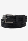 Stretch Leather Braided Belt, BLACK, hi-res image number null