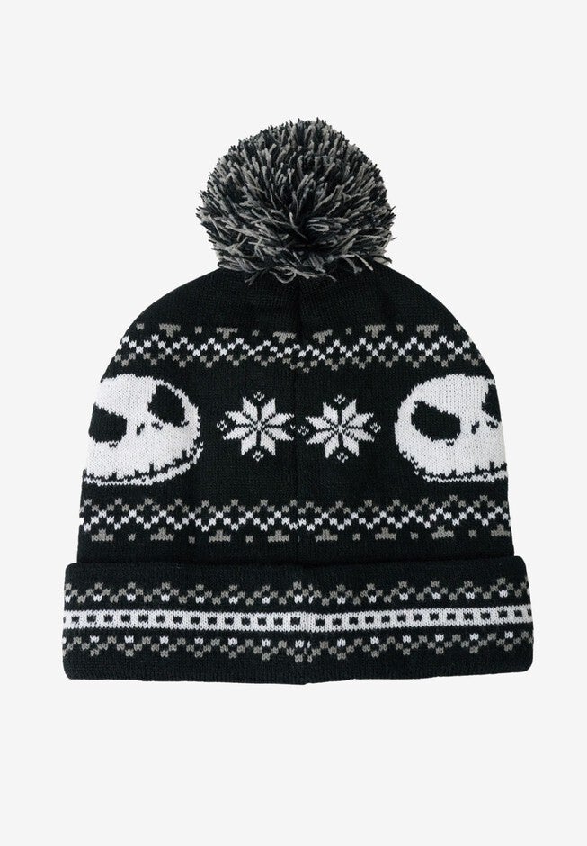 Men's Nightmare Before Christmas Knit Beanie Hat & Touch Screen Gloves 2-Piece Set, BLACK, on-hover image number 1