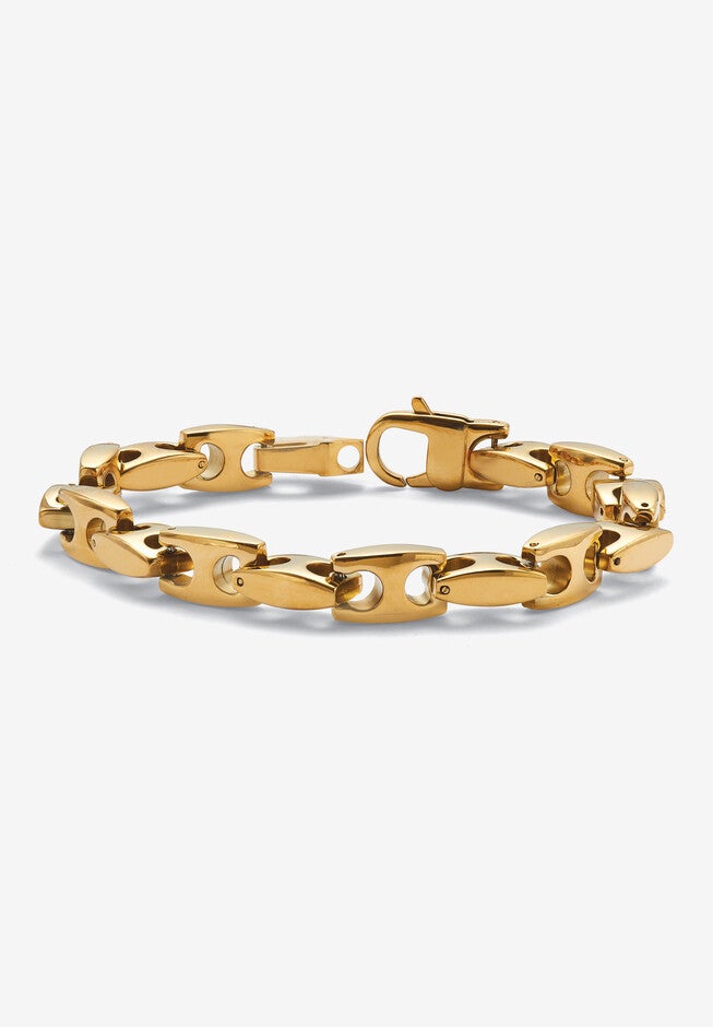 Men'S Yellow Gold Ion-Plated Stainless Steel Link Bracelet 8.5 Inch, GOLD, hi-res image number null