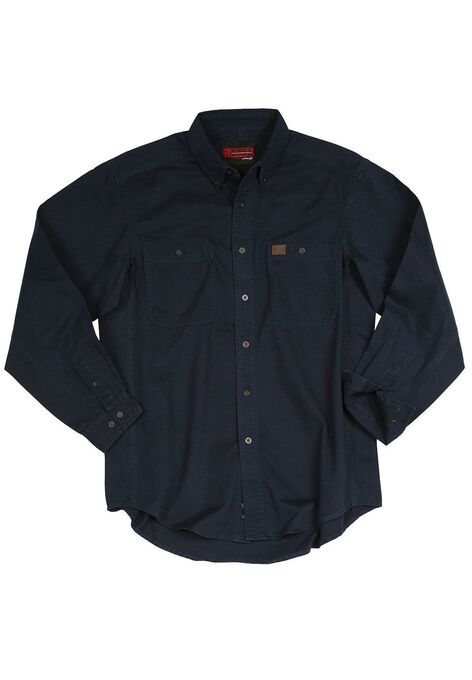 Long-Sleeve Cotton Work Shirt by Wrangler®, NAVY, hi-res image number null