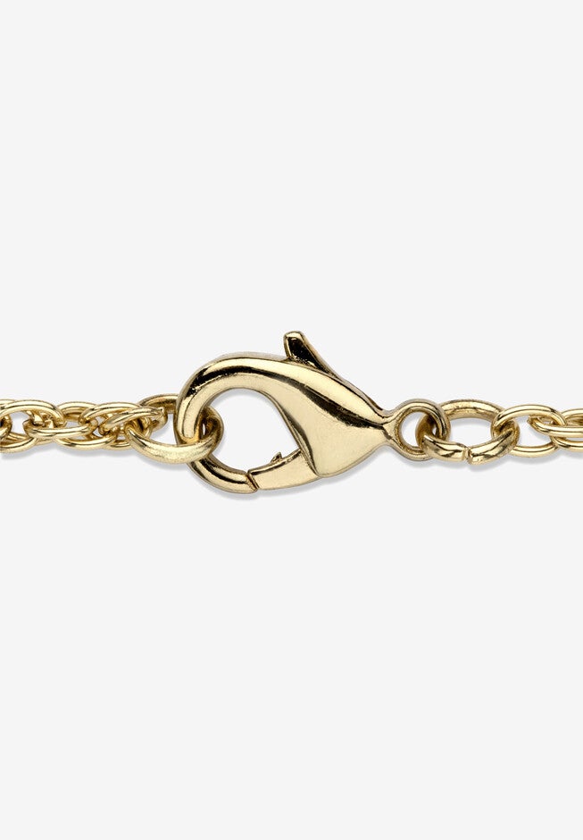 Men'S Gold Tone Cross Pendant With 24 inches Chain, (38Mm) Round Crystal, , on-hover image number null