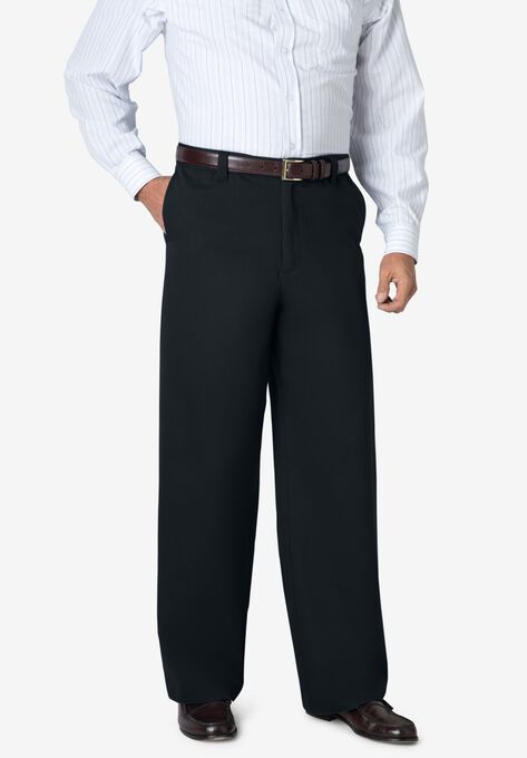 Wrinkle-Free Pants With Expandable Waist, Wide Leg, BLACK, hi-res image number null